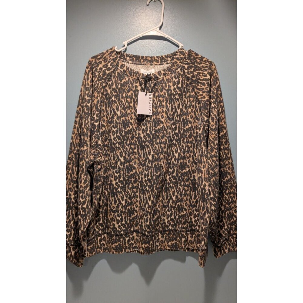 Bandier Women's The Juniper Crew Neck Sweatshirt, Leopard, Medium
